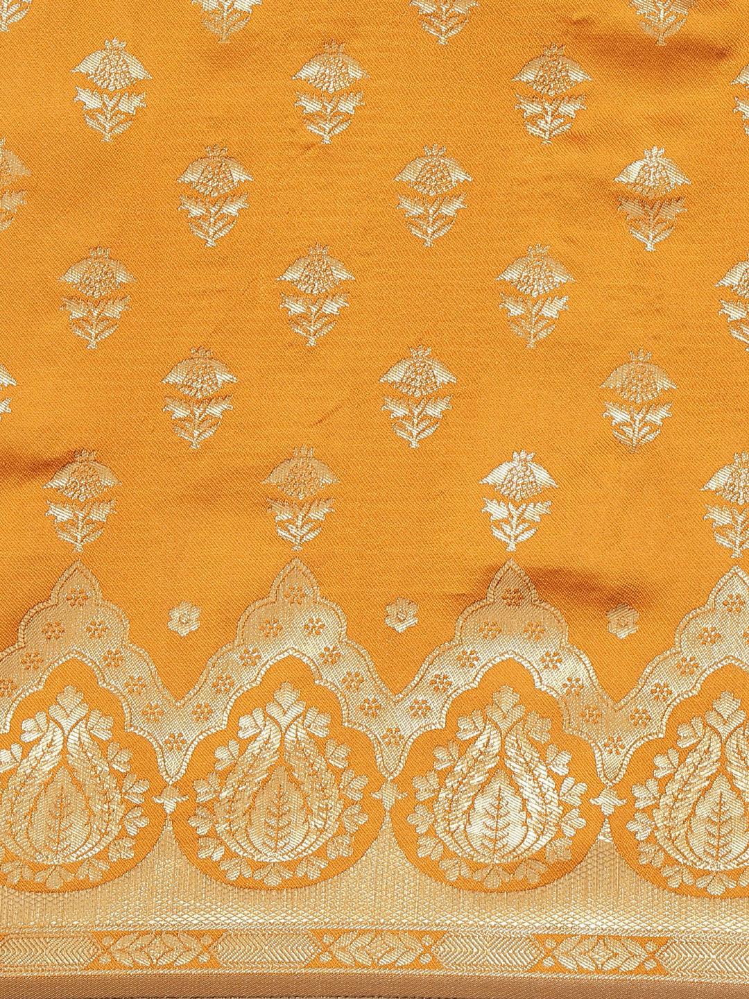 Mustard Woven Design Brocade Saree - Libas