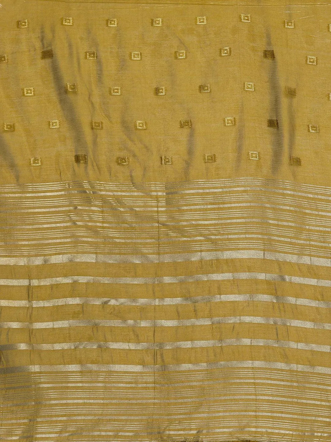 Mustard Woven Design Chanderi Silk Straight Kurta With Trousers & Dupatta - Libas 