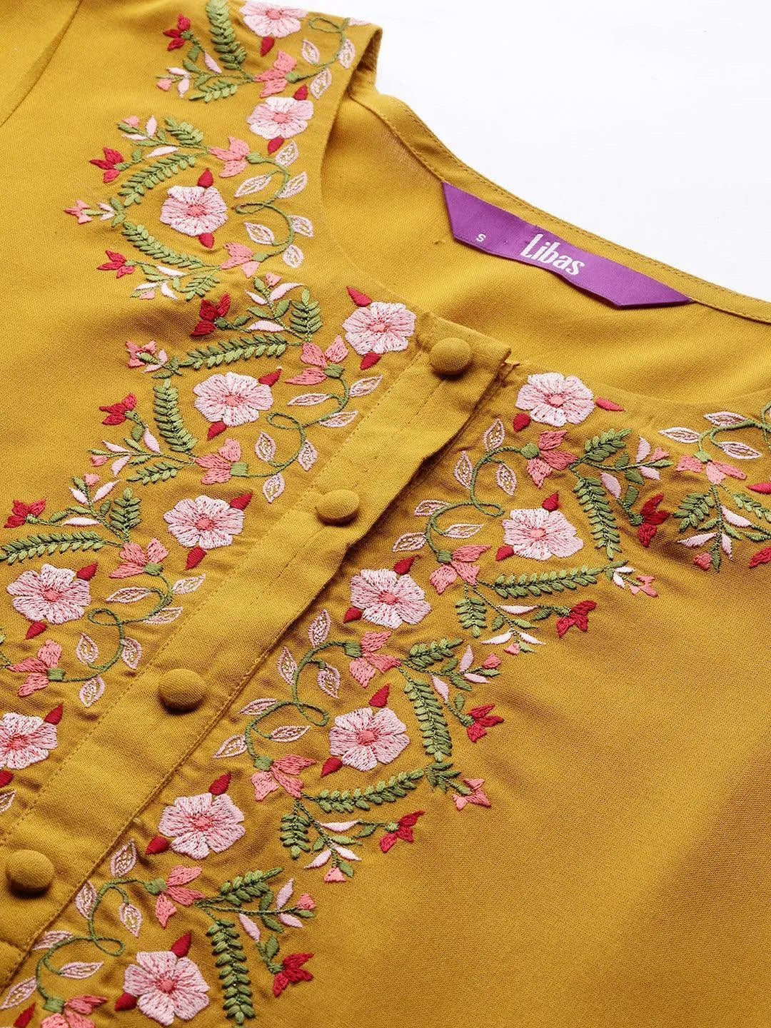 Mustard Yoke Design Rayon Kurta - Libas 