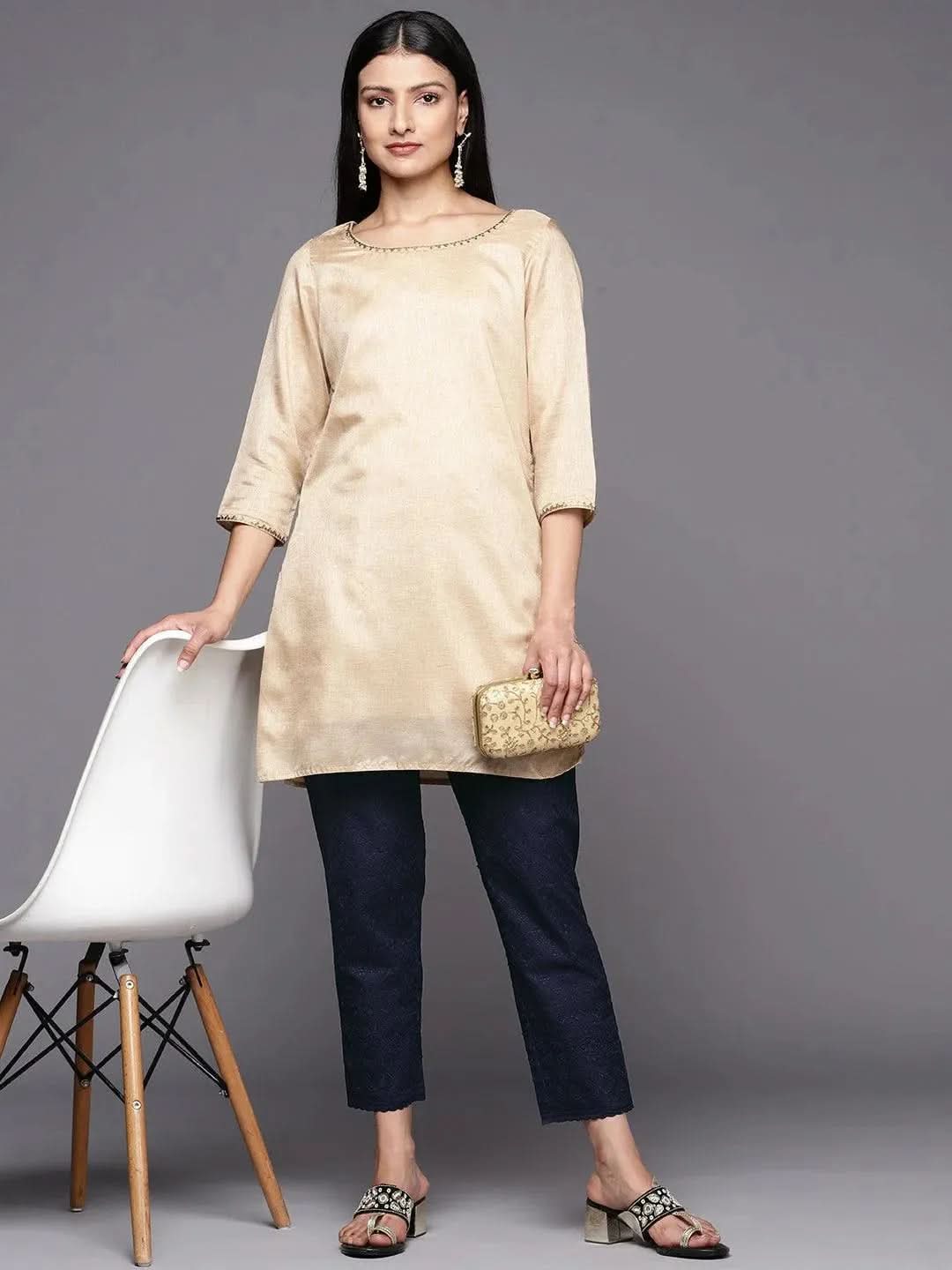 

Navy Blue Embroidered Cotton Trousers