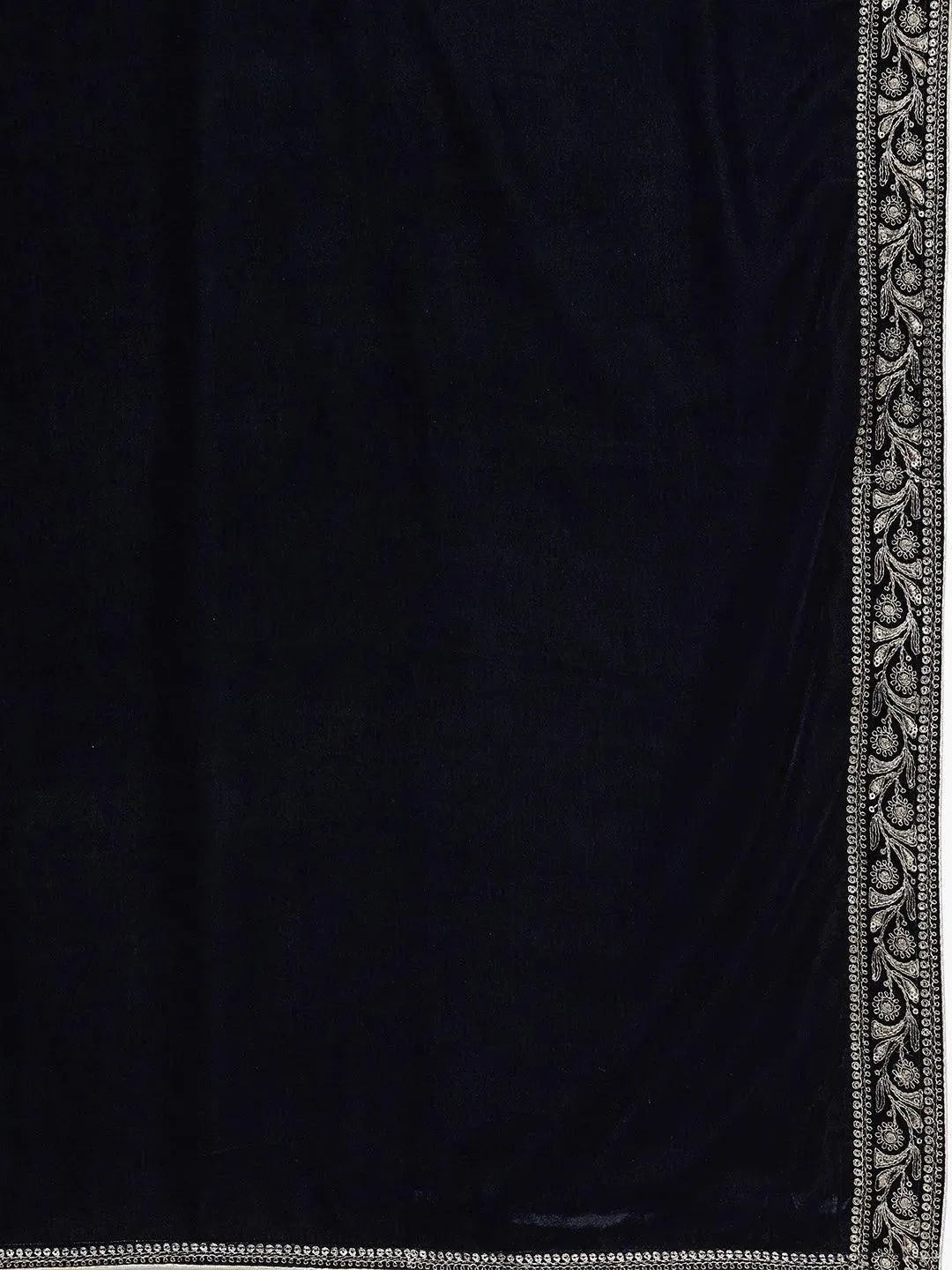 Navy Blue Embroidered Velvet Anarkali Suit Set - Libas 