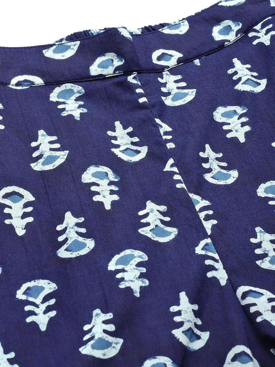 Navy Blue Printed Cotton Night Suit - Libas 