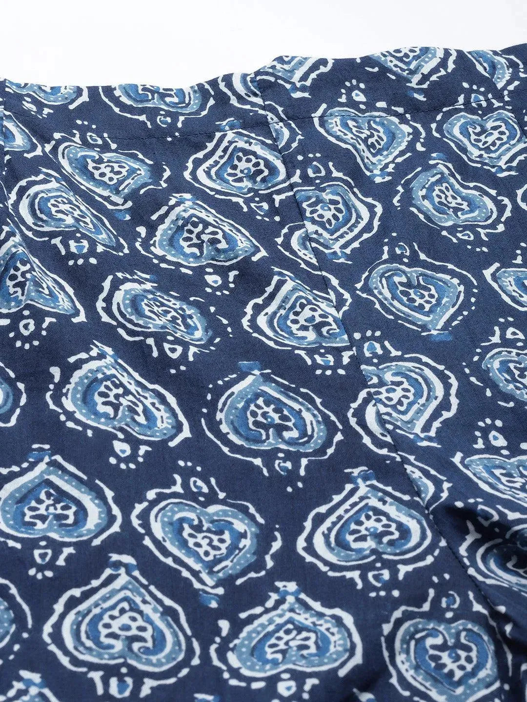Navy Blue Printed Cotton Night Suit - Libas 