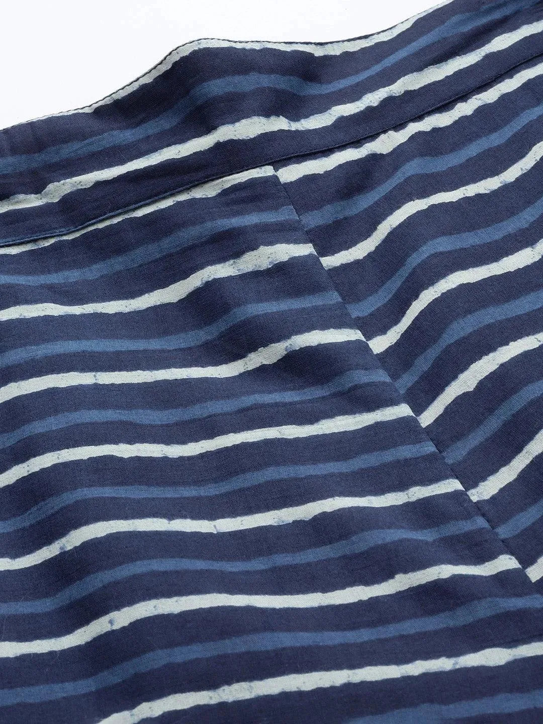 Navy Blue Printed Cotton Palazzos - Libas 