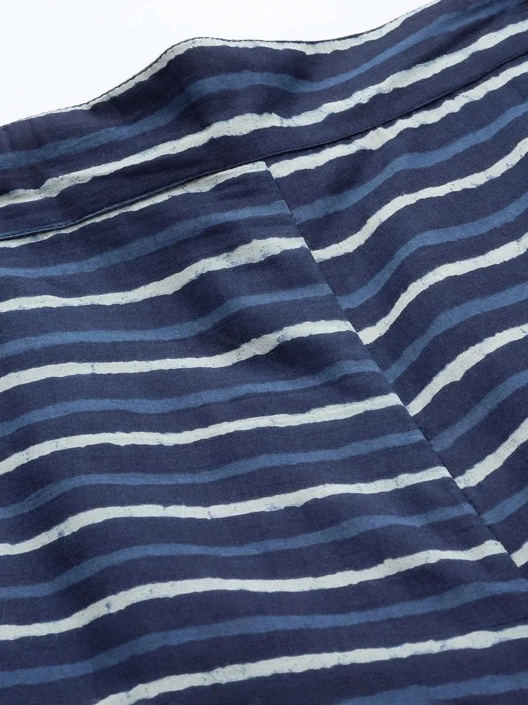 

Navy Blue Printed Cotton Palazzos