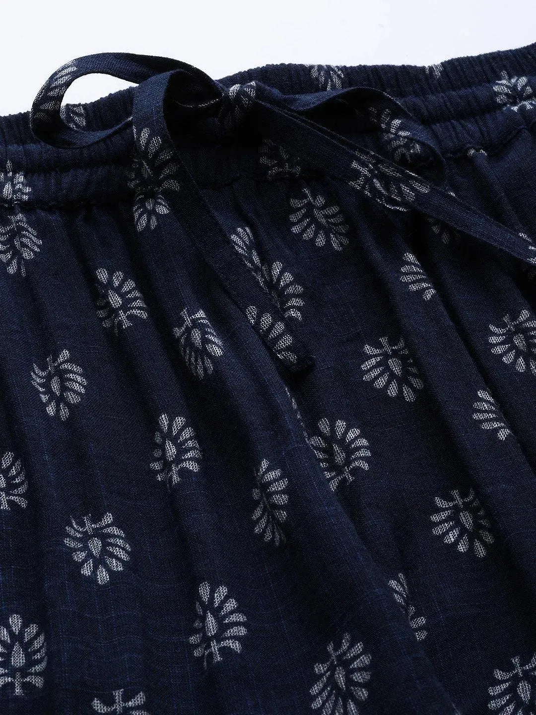 Navy Blue Printed Rayon Palazzos - Libas