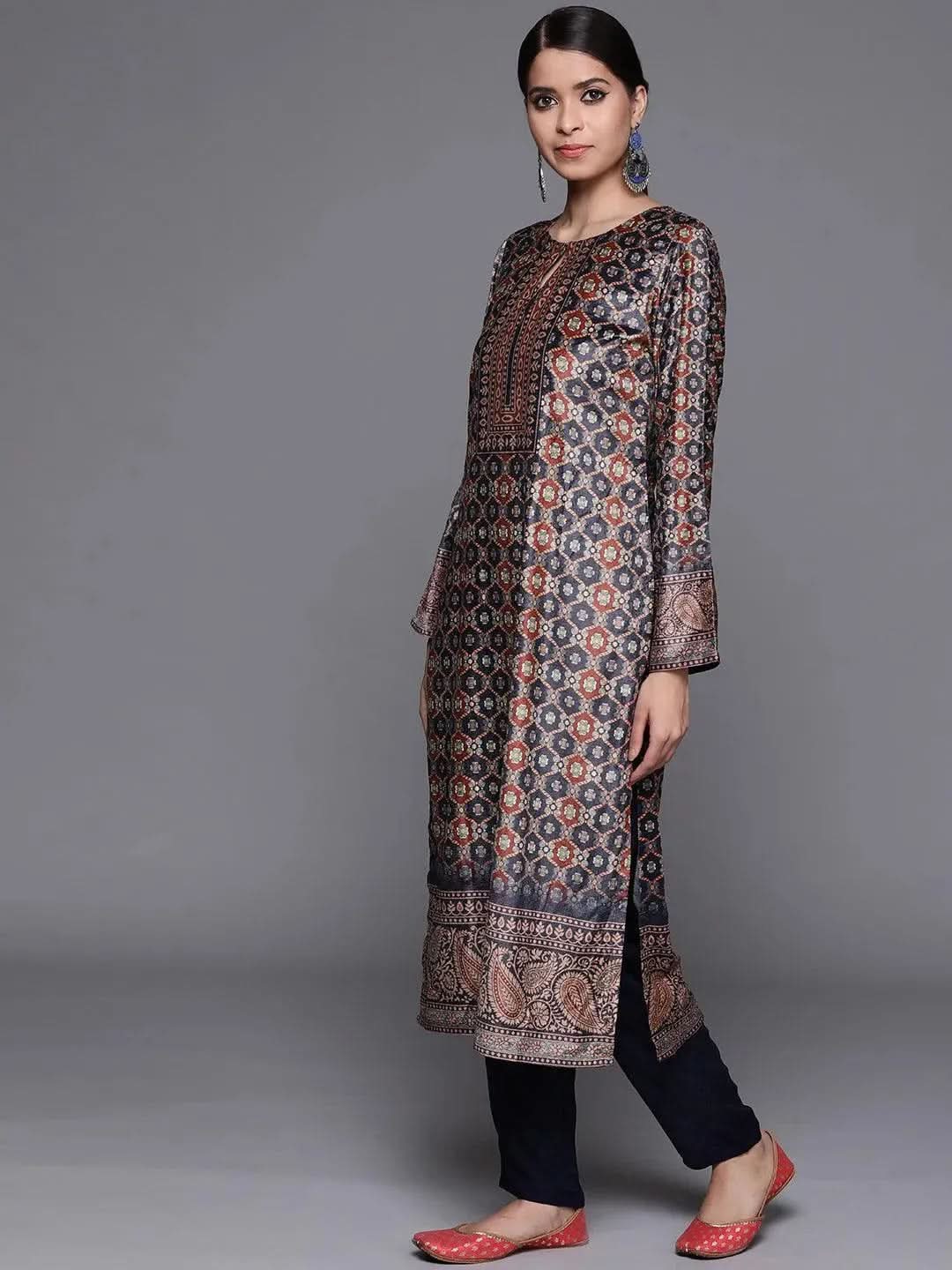 

Buy Navy Blue Printed Velvet Suit Set - 20360O-XS | Libas Ethnic Wear Online