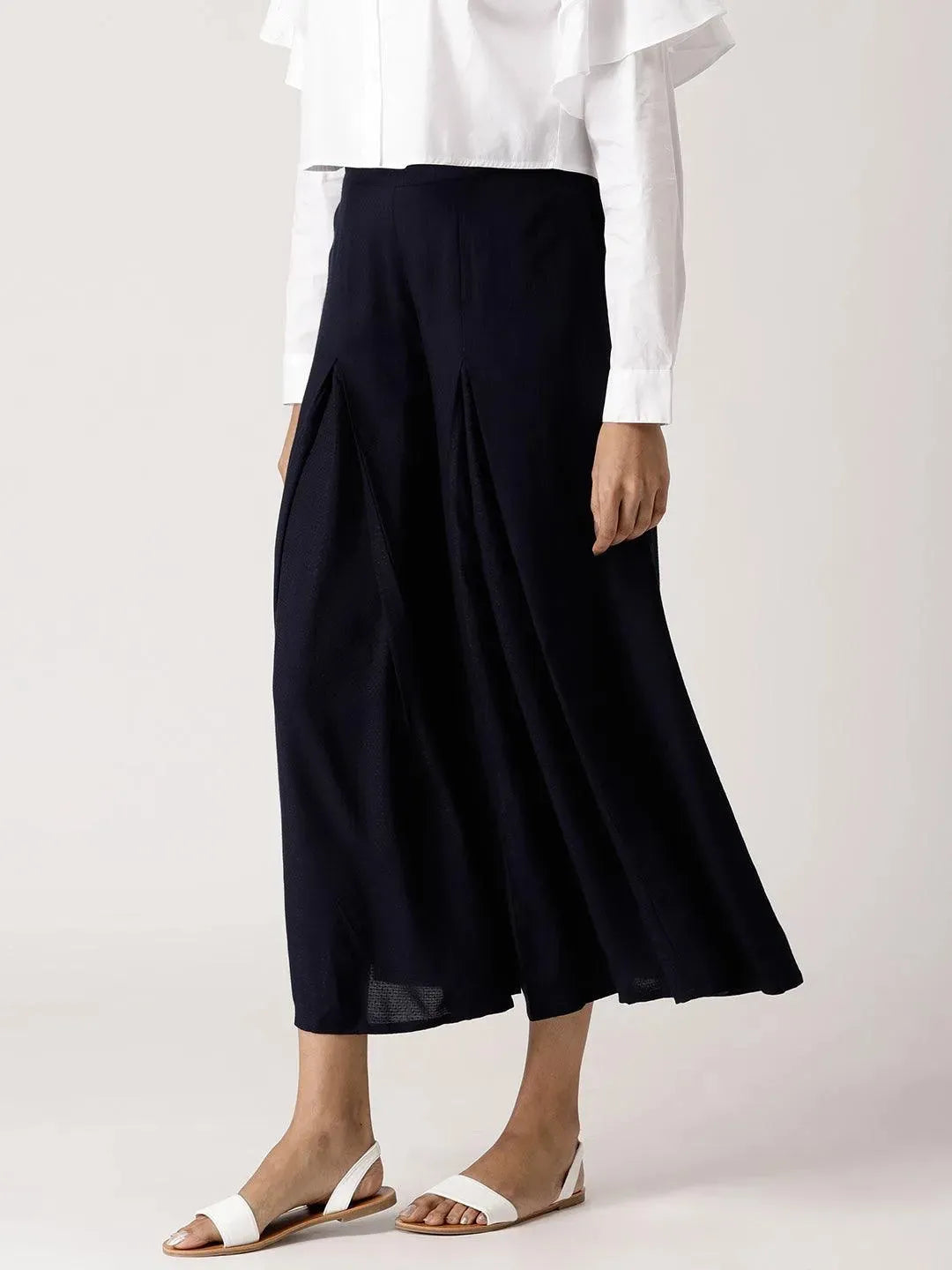 

Buy Navy Blue Solid Rayon Palazzos - PL536- | Libas Ethnic Wear Online