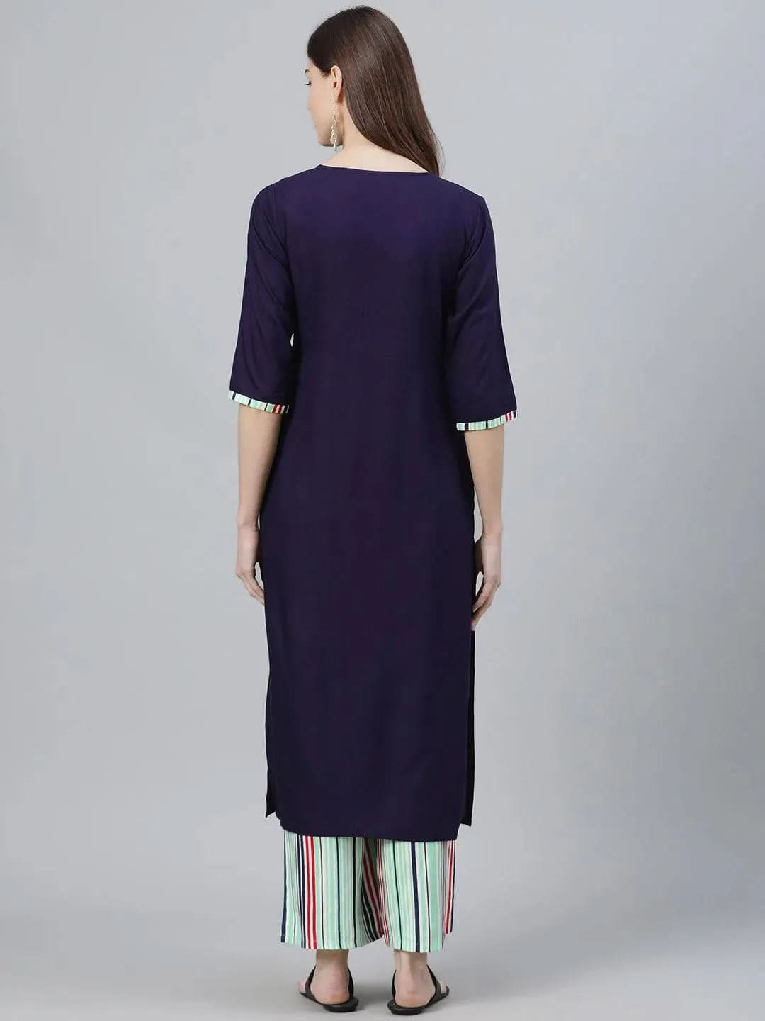 

Buy Navy Blue Solid Rayon Kurta Set - 6908-XS | Libas Ethnic Wear Online