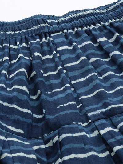 Navy Blue Striped Cotton Salwar - Libas