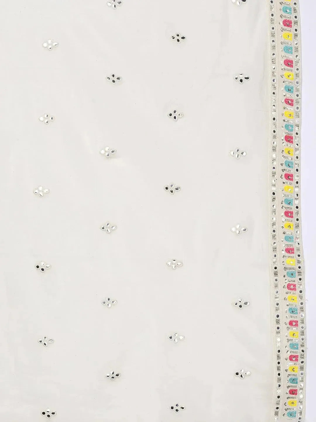 Off White Embroidered Cotton Straight Suit Set With Trousers - Libas 