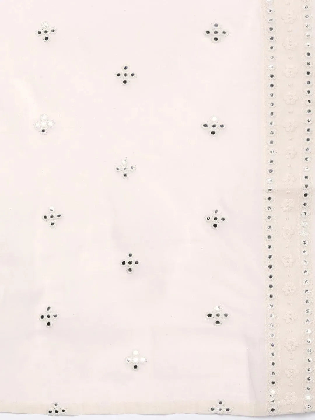 Off White Embroidered Cotton Straight Suit Set With Palazzos - Libas 