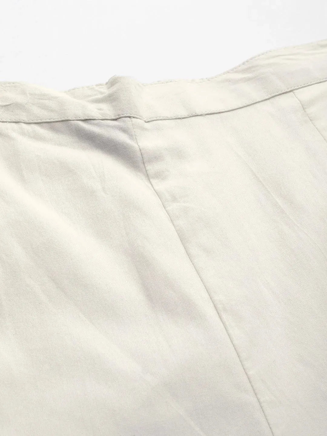 Off White Embroidered Cotton Trousers - Libas 