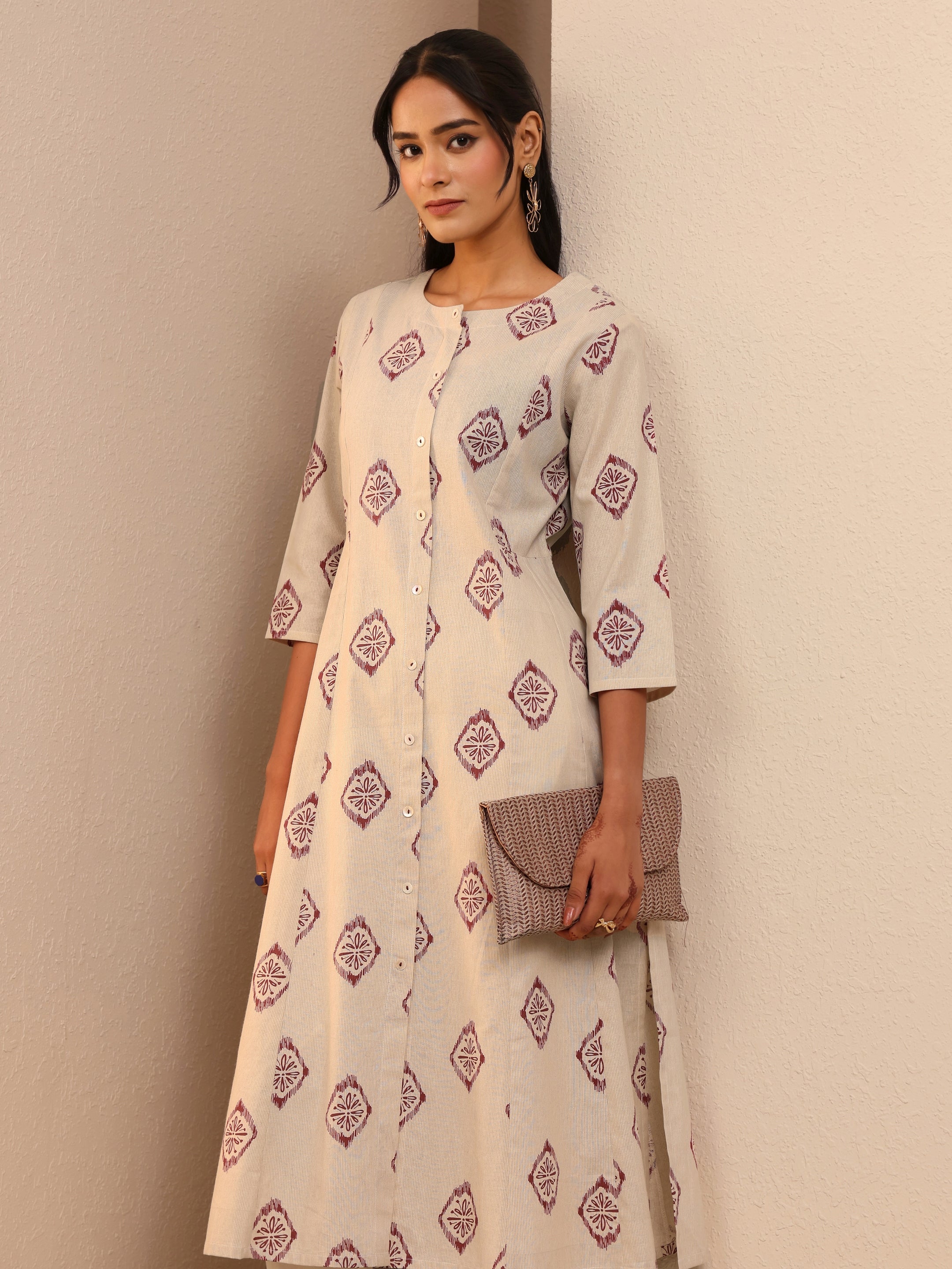 libas Off White Ethnic Printed Cotton Blend A-Line Kurta-picture-31