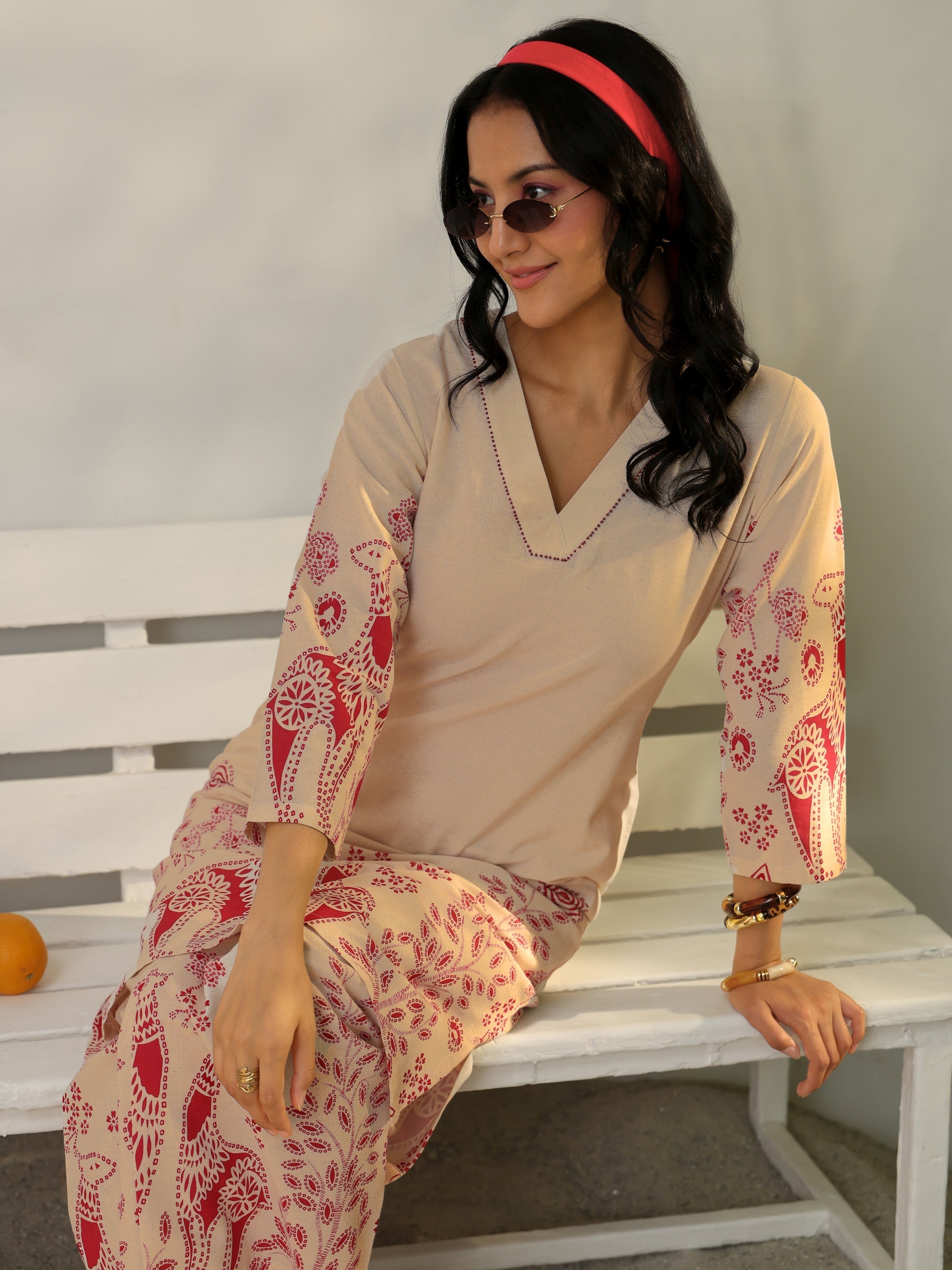 libas Off White Floral Printed Cotton Co-Ord Set-picture-62