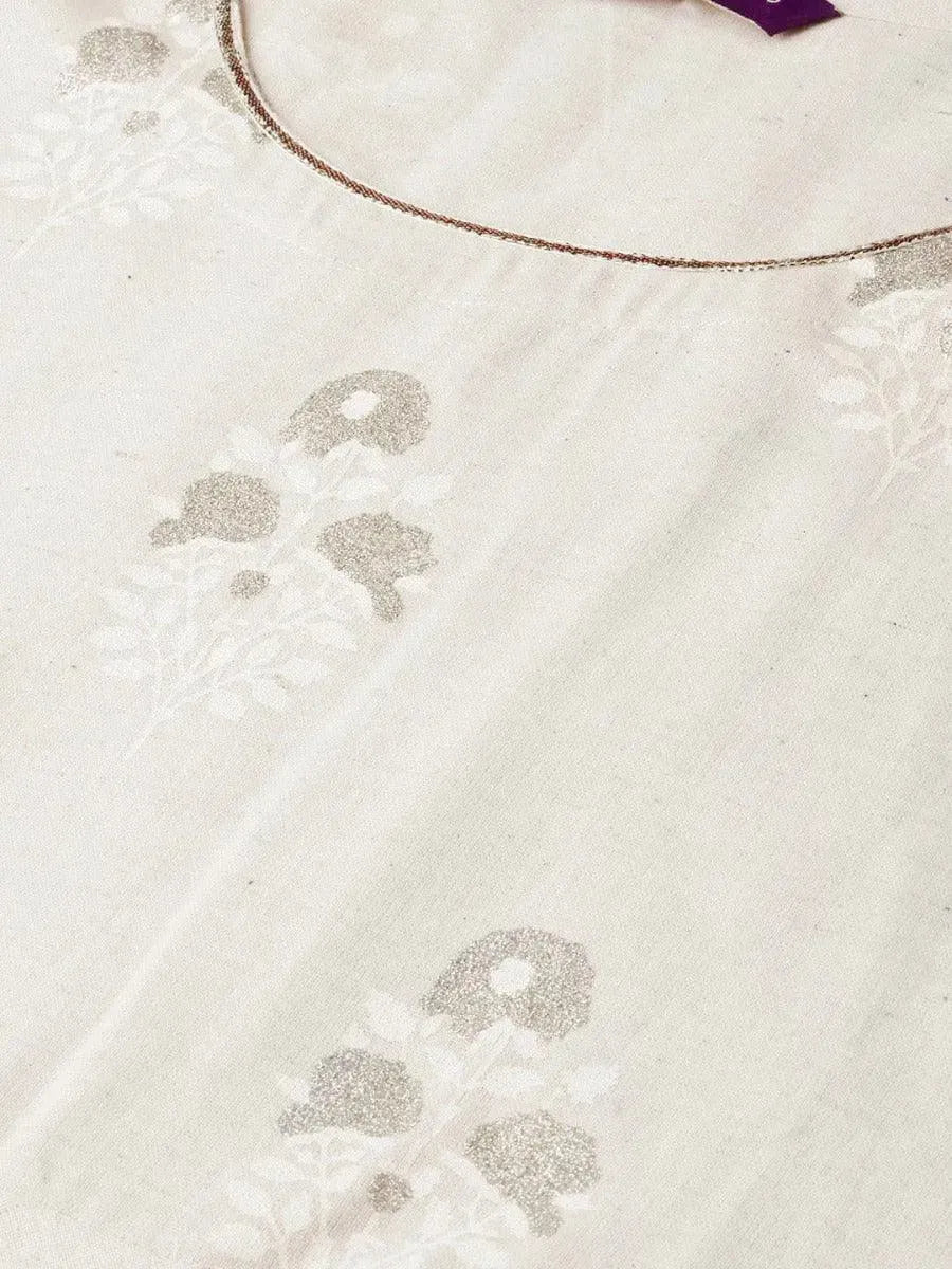 Off-White Printed Cotton Kurta Set - Libas 