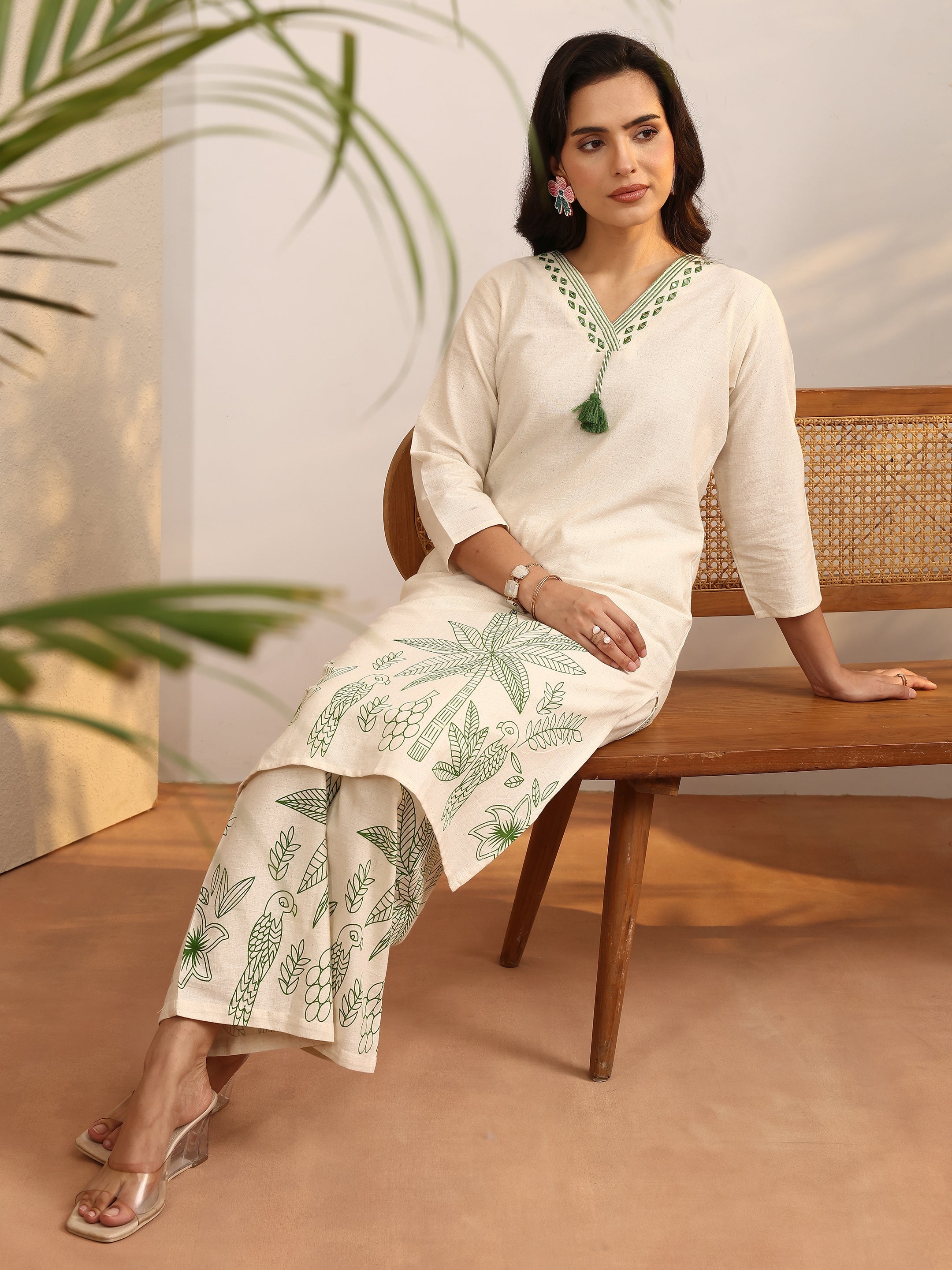 libas Off White Printed Cotton Blend Co-Ord Set-picture-13