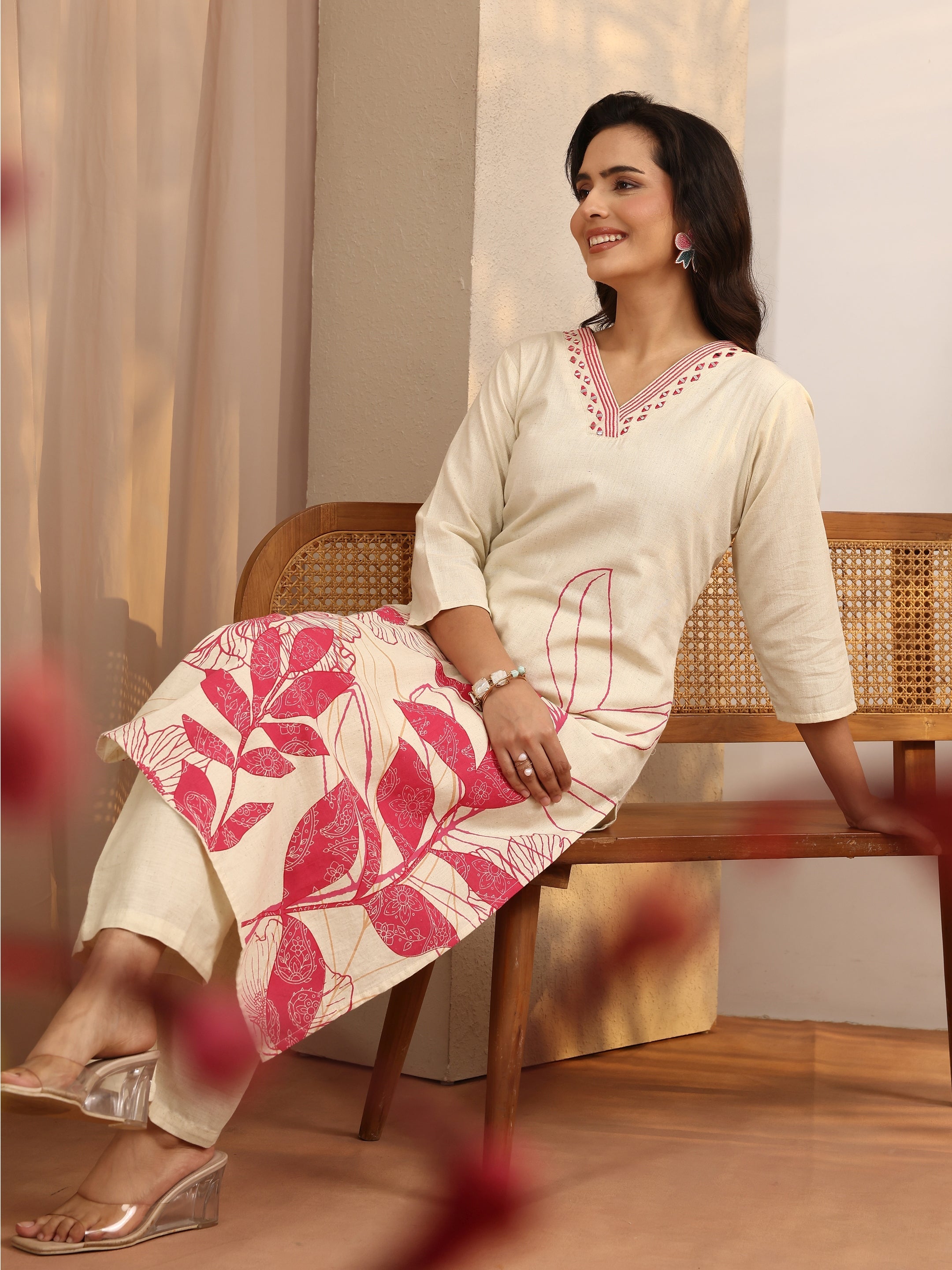 libas Off White Printed Cotton Blend Straight Kurta Set-picture-41
