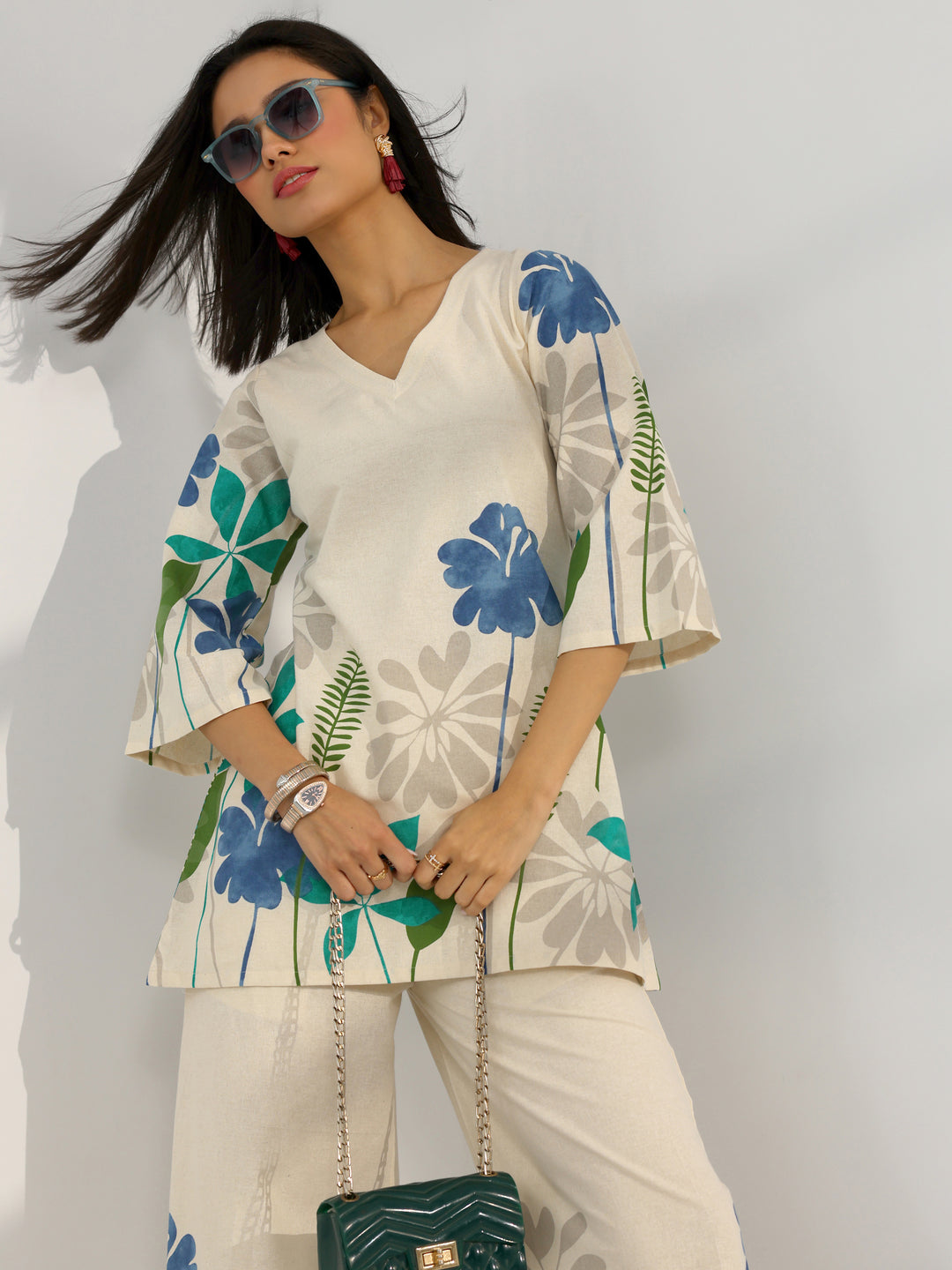 Off White Printed Cotton Co-Ord Sets