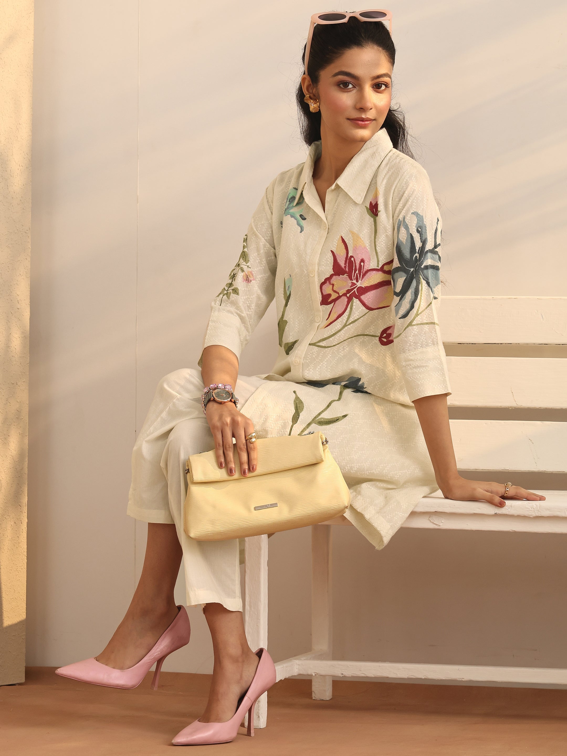 libas Off White Floral Printed Cotton Co-Ord Set-picture-42