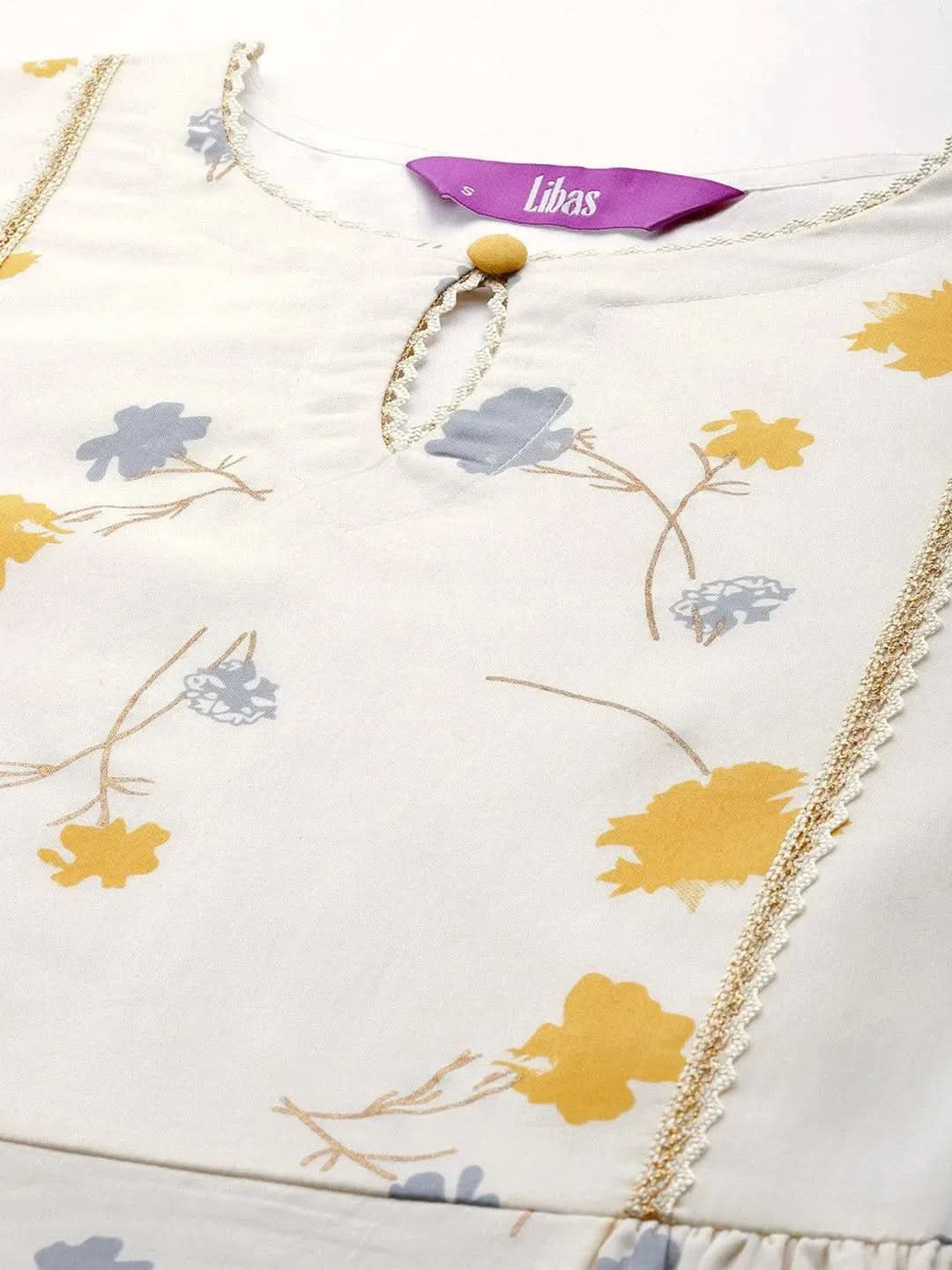 

Buy Off White Printed Cotton Dress - 23284O-XS | Libas Ethnic Wear Online