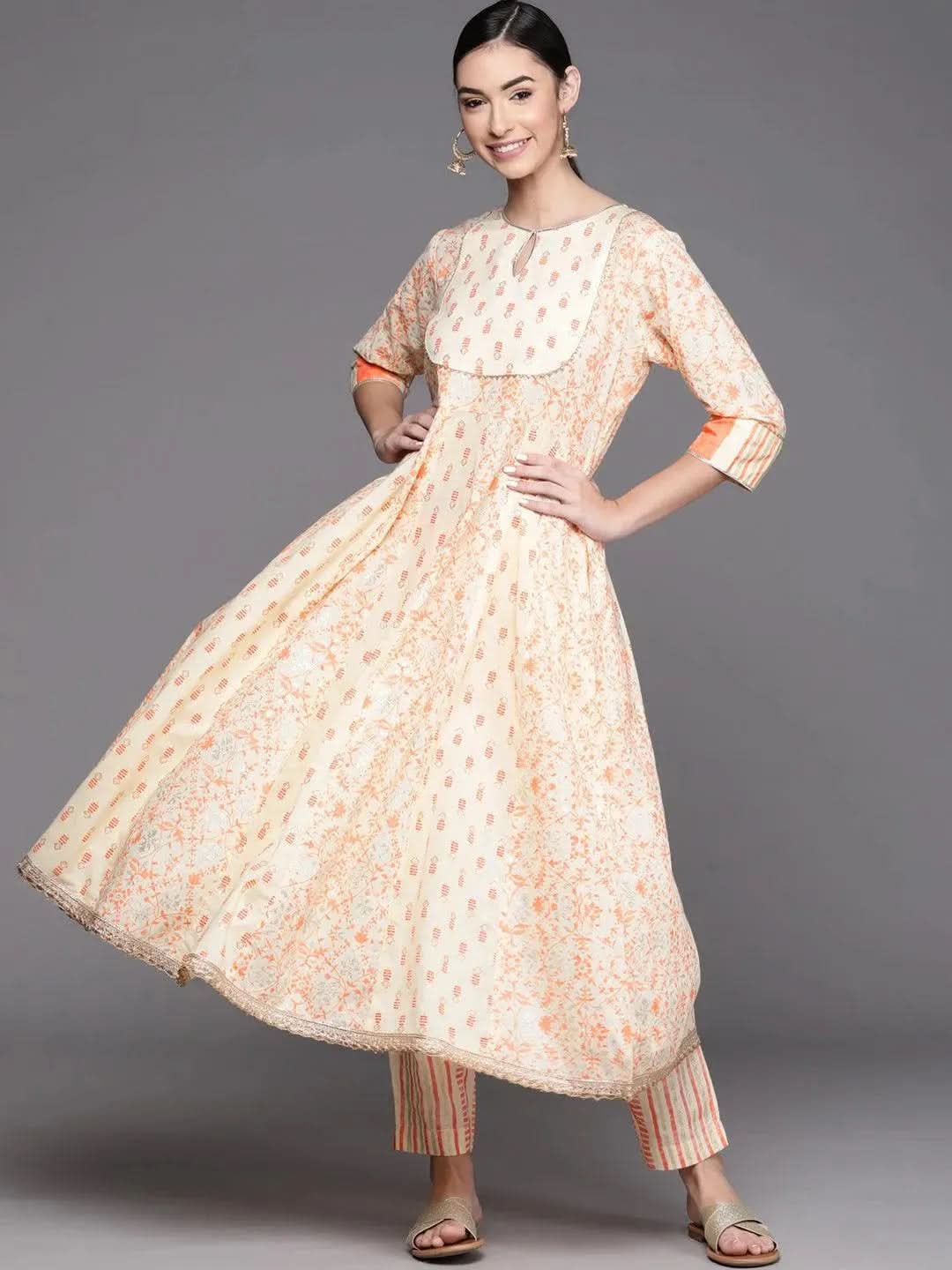 

Buy Off White Printed Cotton Kurta - 23433O- | Libas Ethnic Wear Online