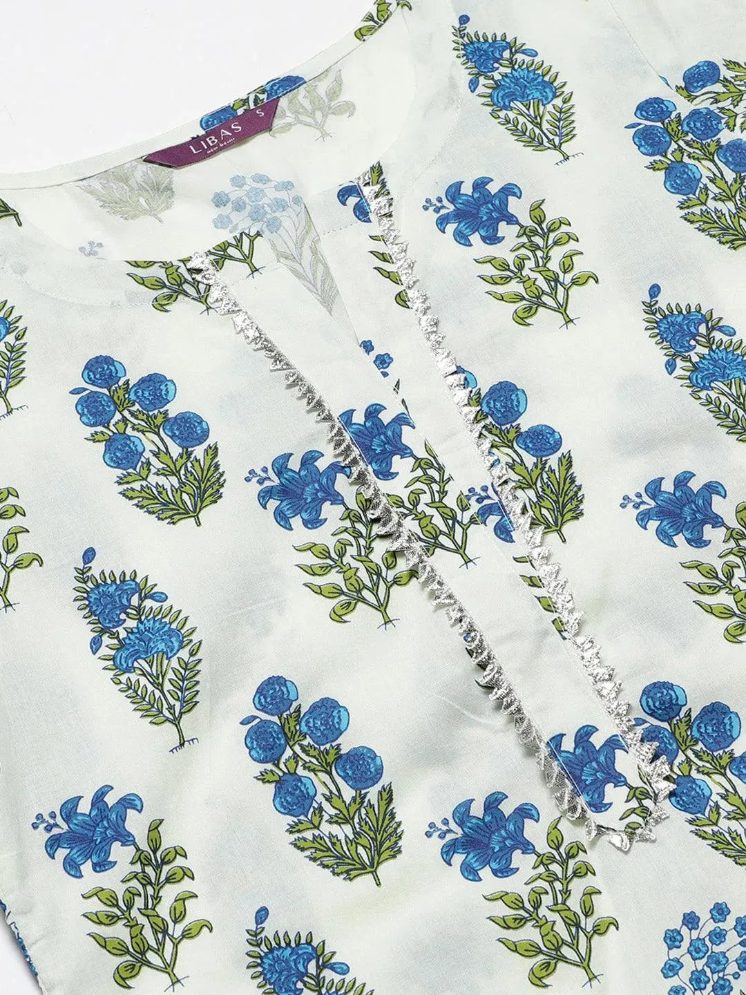 Off-White Printed Cotton Kurta - Libas 