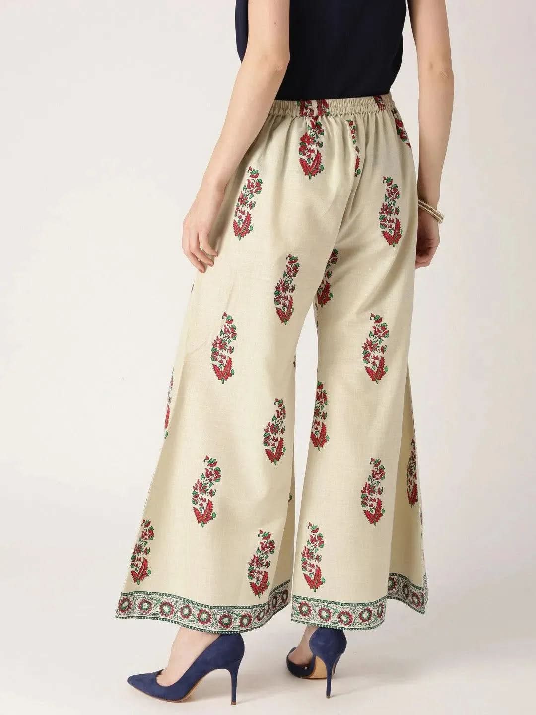 

Buy Off White Printed Cotton Palazzos - PL260- | Libas Ethnic Wear Online