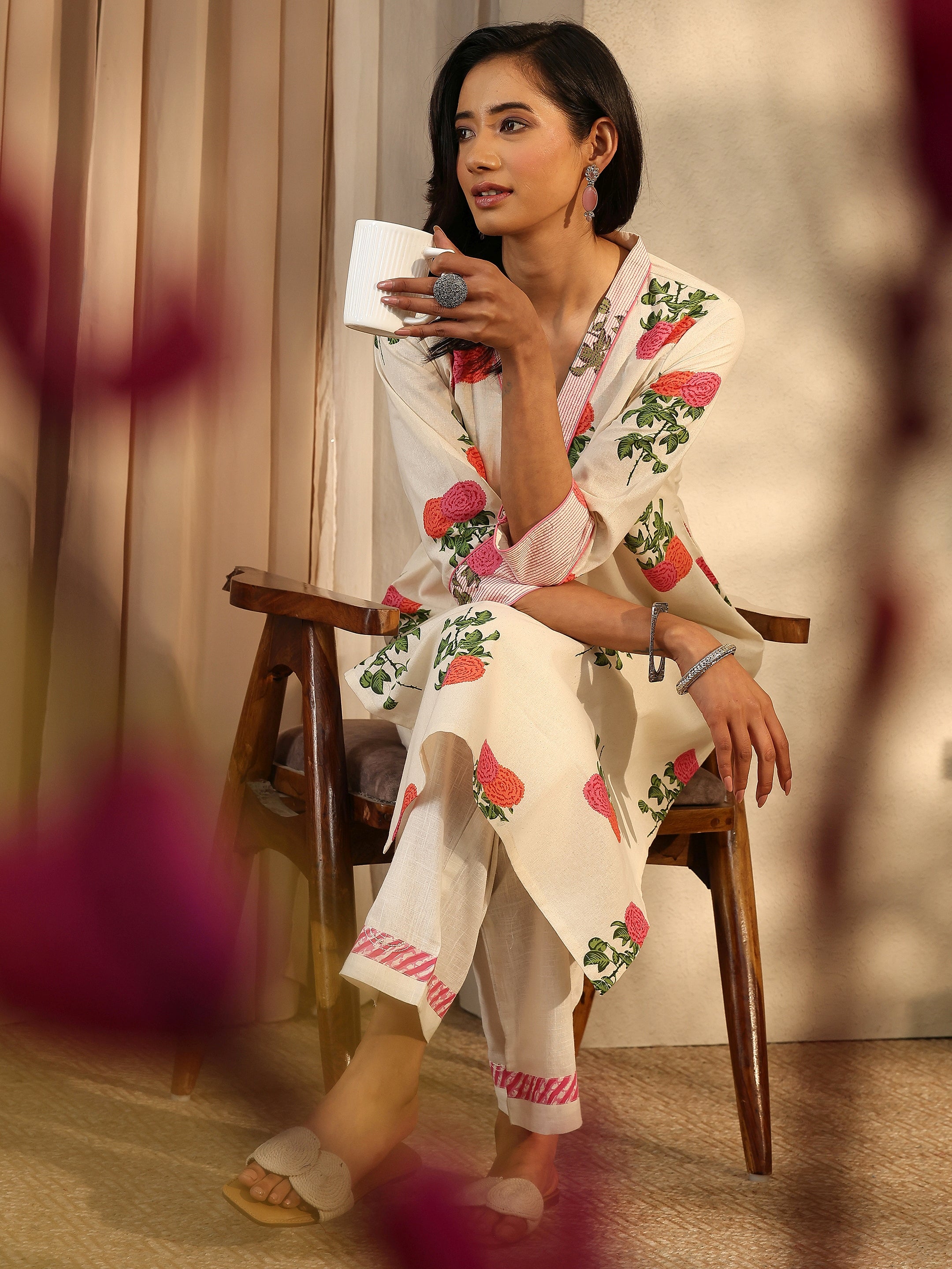 libas Off White Printed Cotton Straight Kurta-picture-30