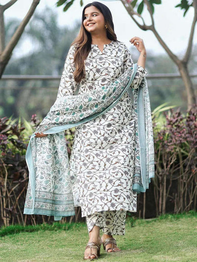 Salwar Kameez Set Organic Cotton Dress Printed Cut Dress, Pants