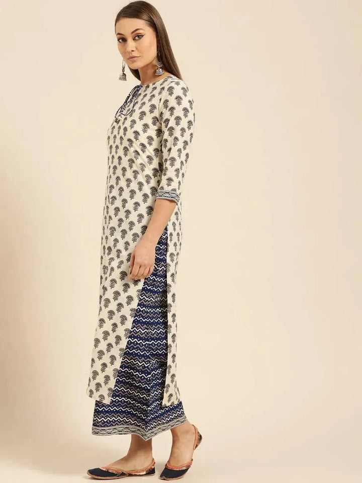 Off-White Printed Cotton Suit Set - Libas