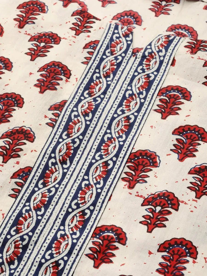 Off-White Printed Cotton Suit Set - Libas