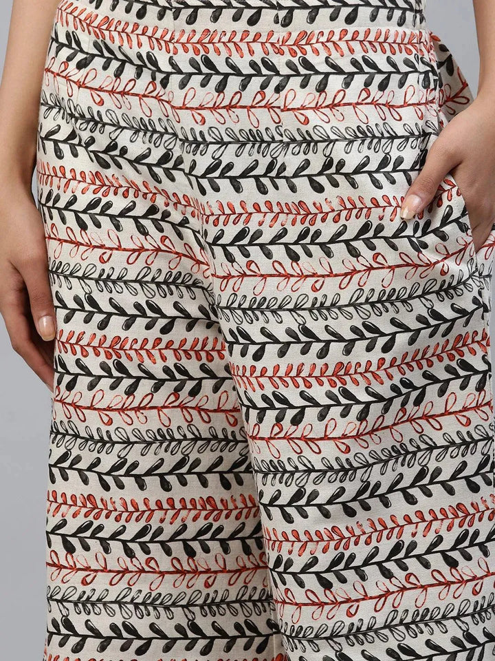 Off-White Printed Cotton Kurta Set - Libas