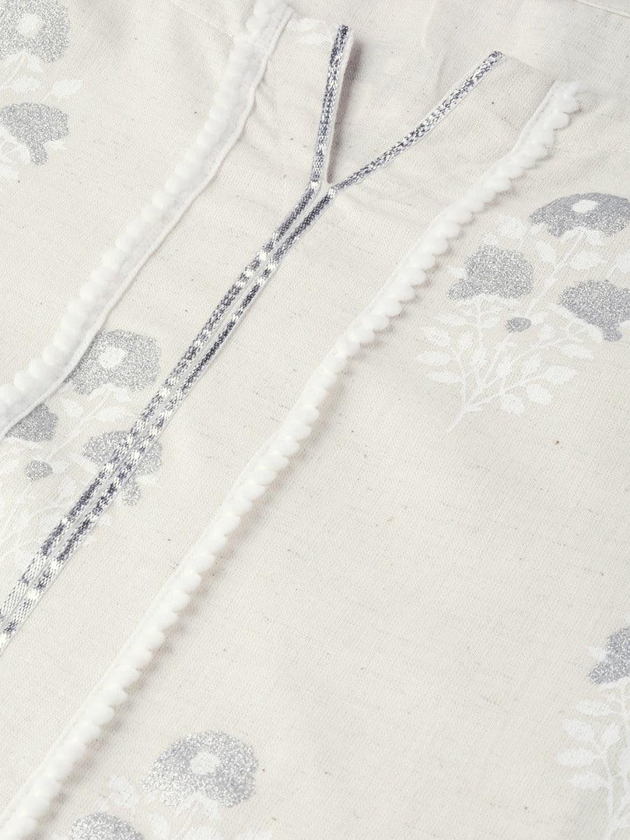 Off-White Printed Cotton Kurta Set - Libas