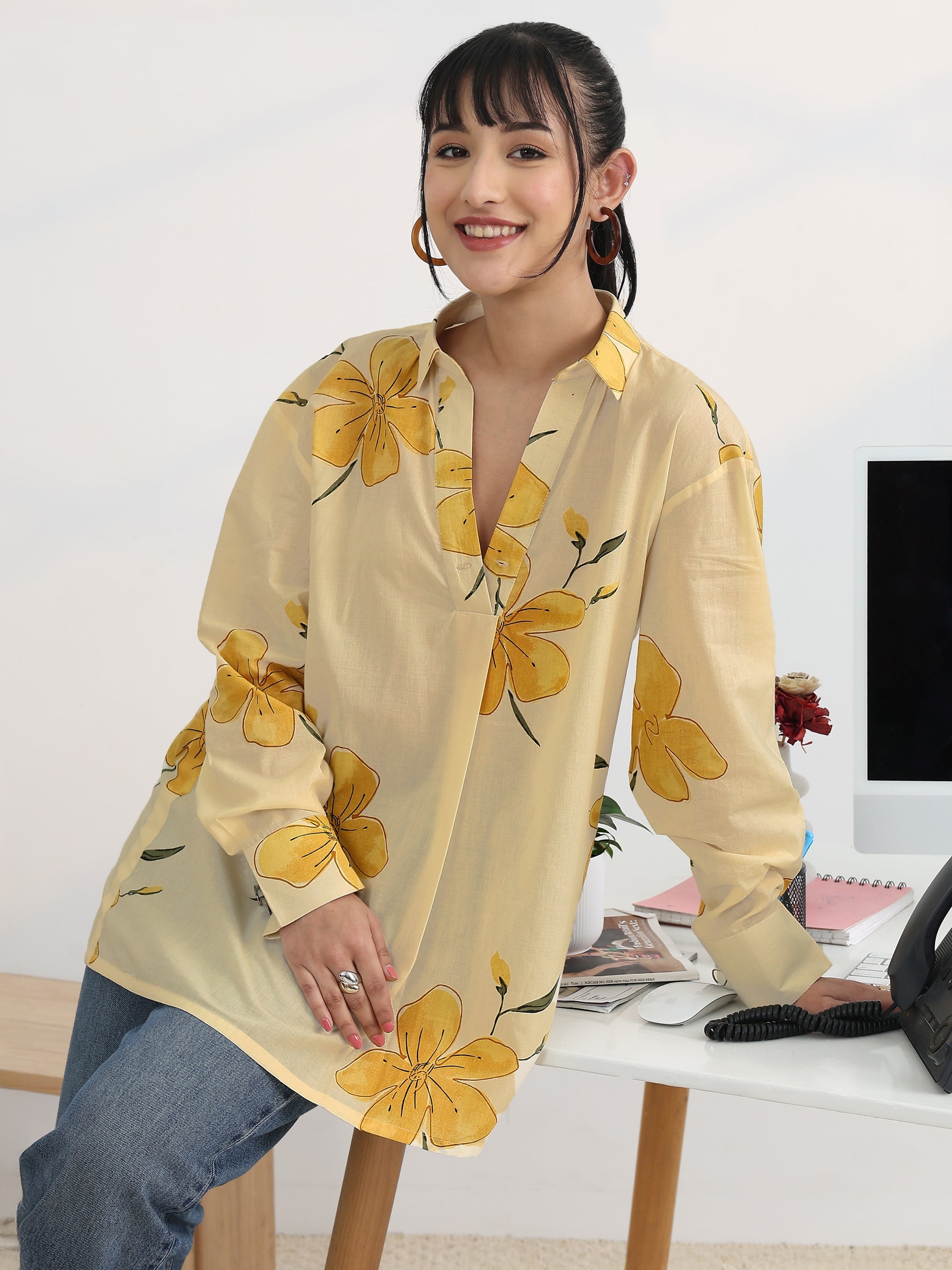 libas Off White Printed Cotton Straight Short Kurti-picture-21