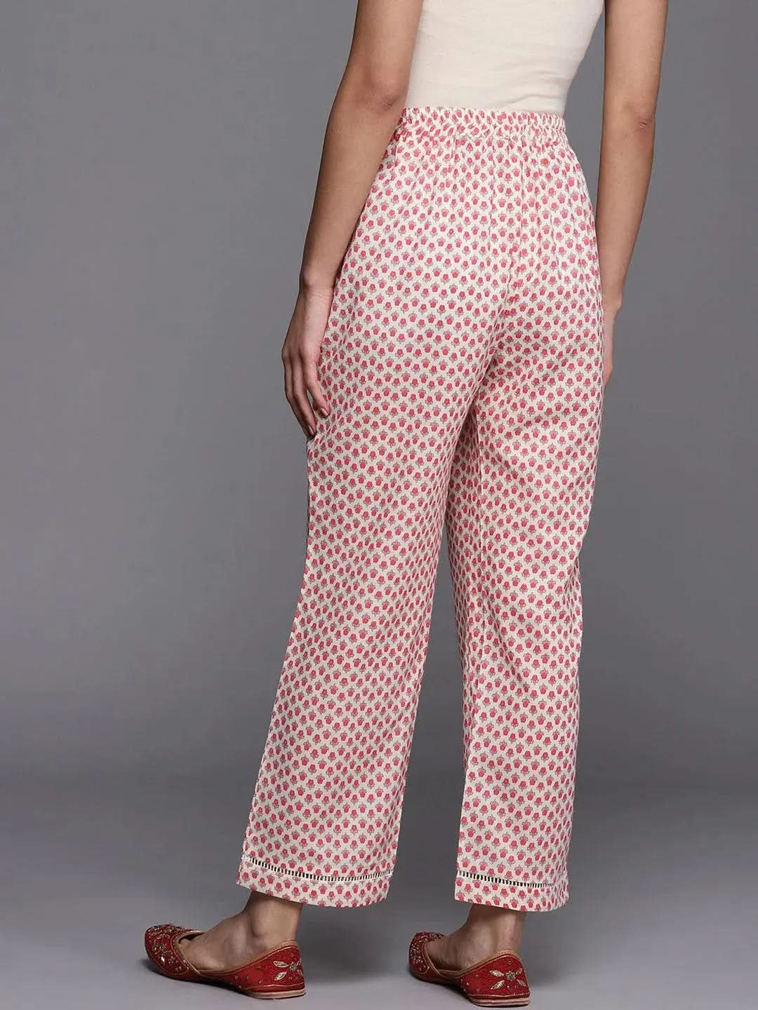 

Off White Printed Cotton Trousers