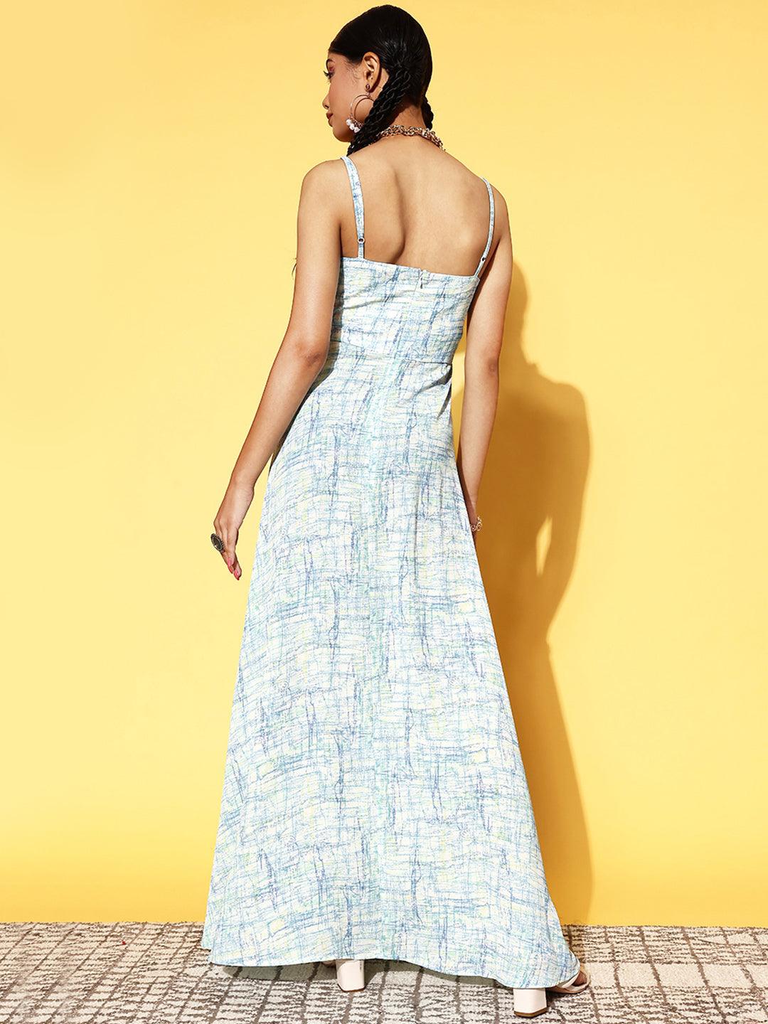 Off White Printed Georgette Dress