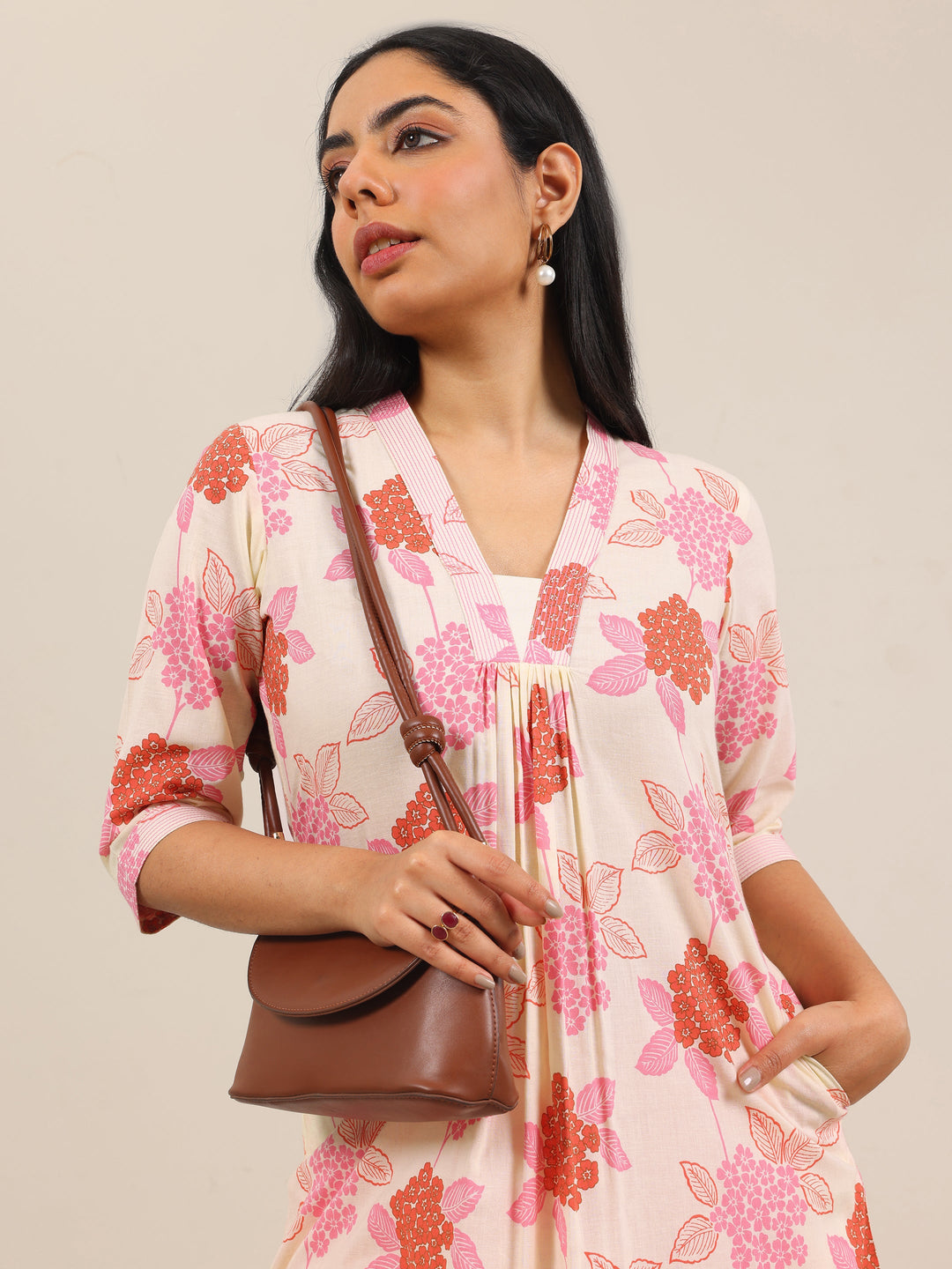  Off White Printed Pure Cotton A-Line Kurta Set 