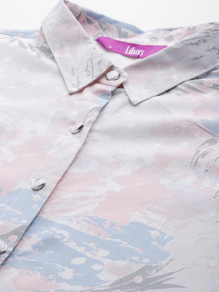 Off White Printed Rayon Co-Ords - Libas