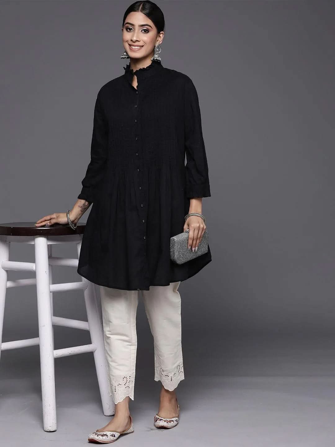 Off White Schiffli Cotton Trousers - Libas 
