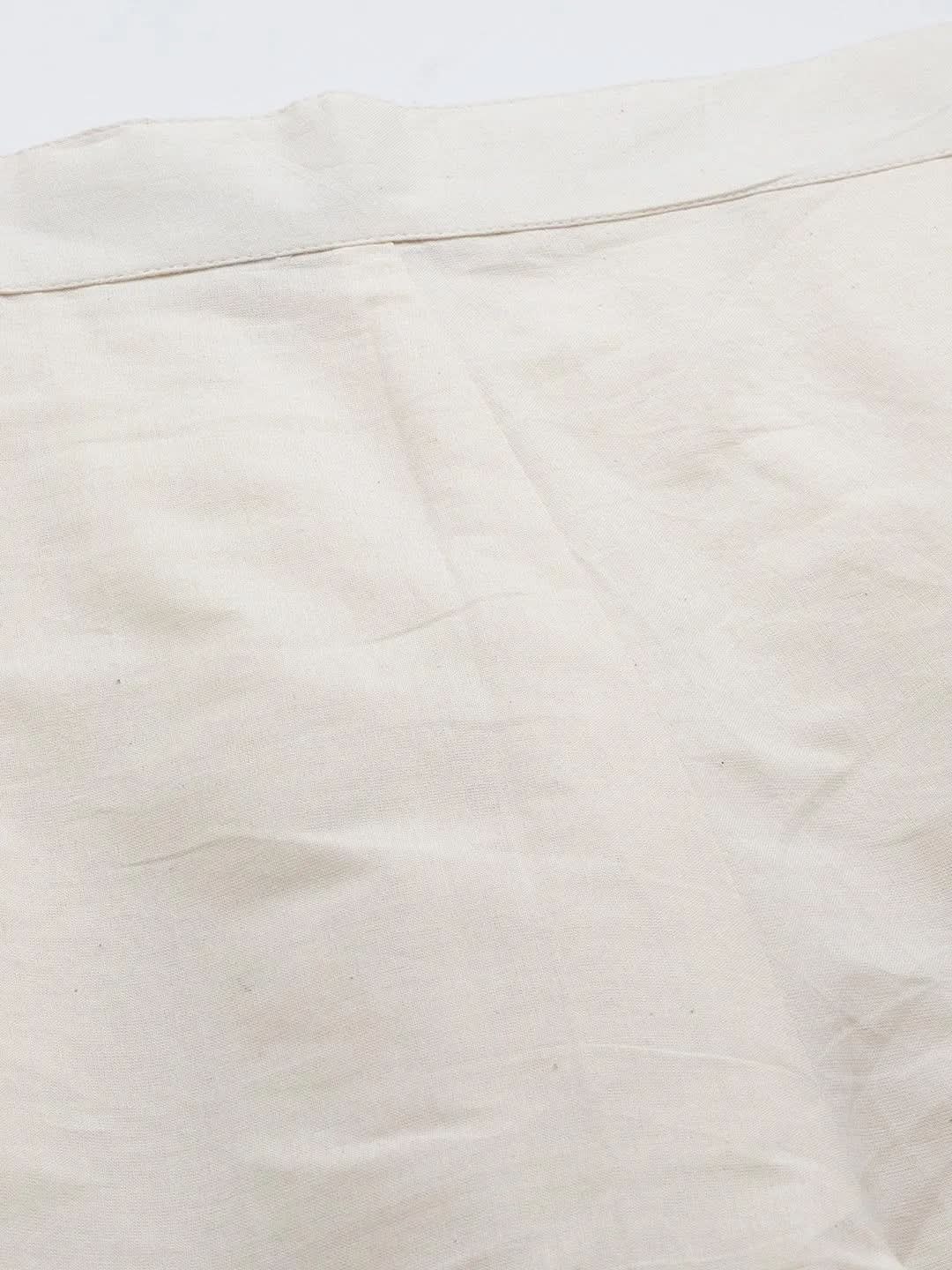 Off White Schiffli Cotton Trousers - Libas 