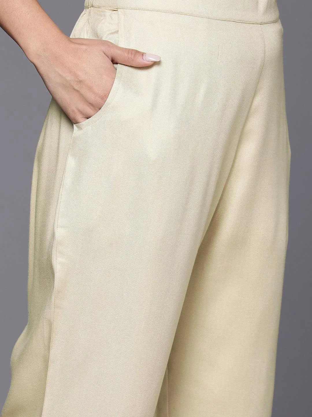 Beige Self Design Wool Blend Co-Ords