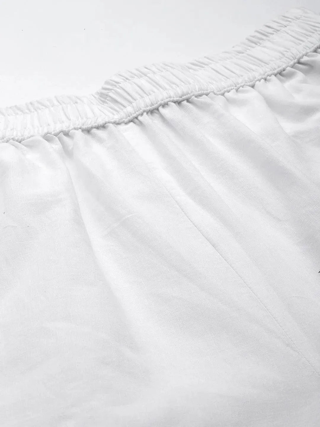 Off White Solid Cotton Palazzos - Libas 