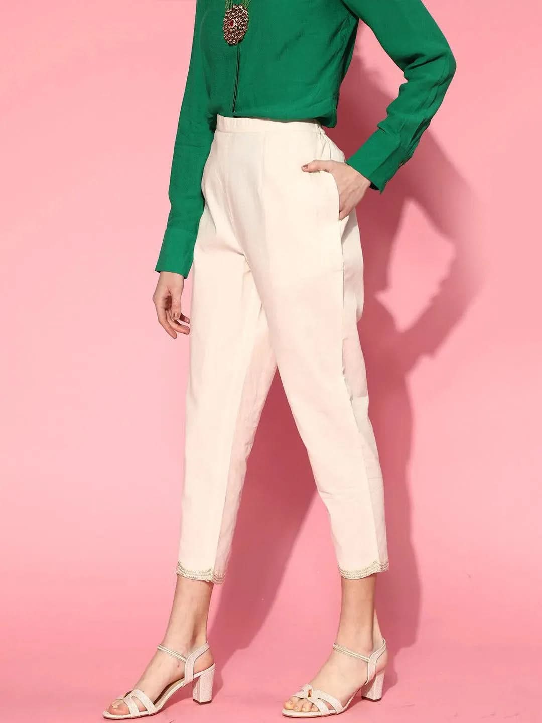 

Buy Off White Solid Cotton Trousers - PL1073O- | Libas Ethnic Wear Online