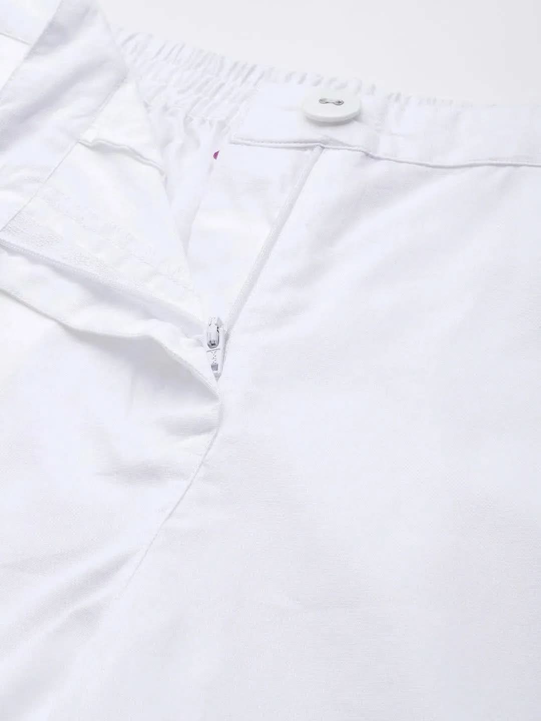 

Off White Solid Cotton Trousers