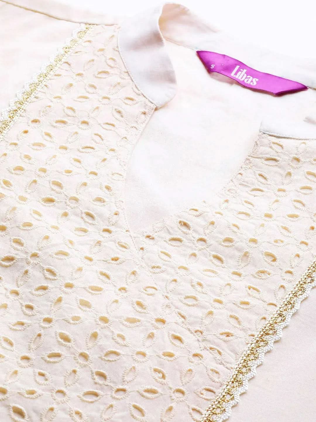 

Buy Off White Yoke Design Cotton Suit Set - 33312O-XS | Libas Ethnic Wear Online