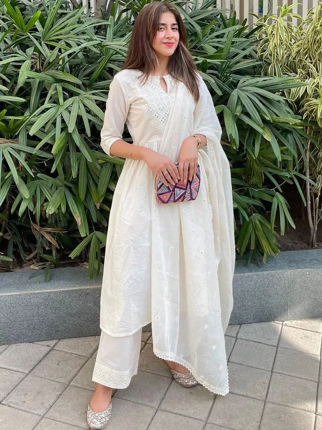 

Buy Off White Yoke Design Cotton Suit Set - 33313O- | Libas Ethnic Wear Online