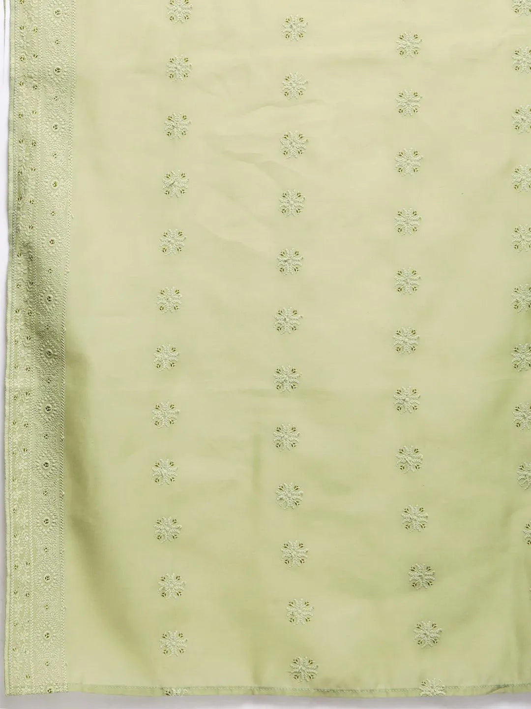 Olive Embroidered Chanderi Silk Straight Kurta With Trousers & Dupatta - Libas 
