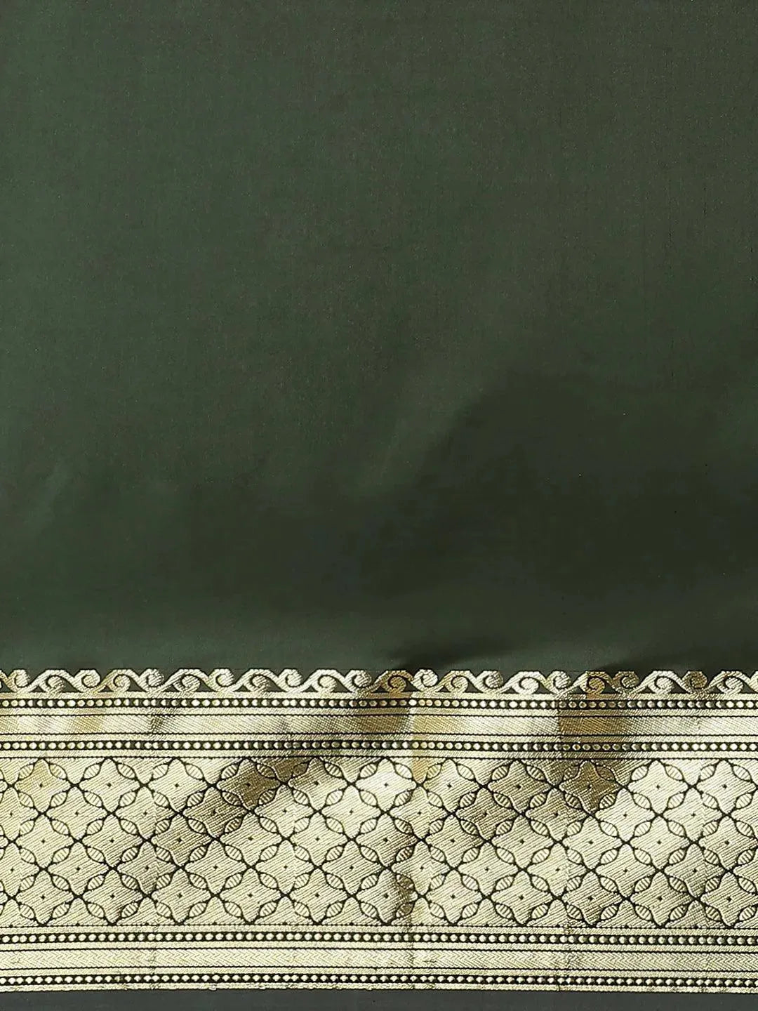 Olive Solid Silk Blend Saree - Libas 