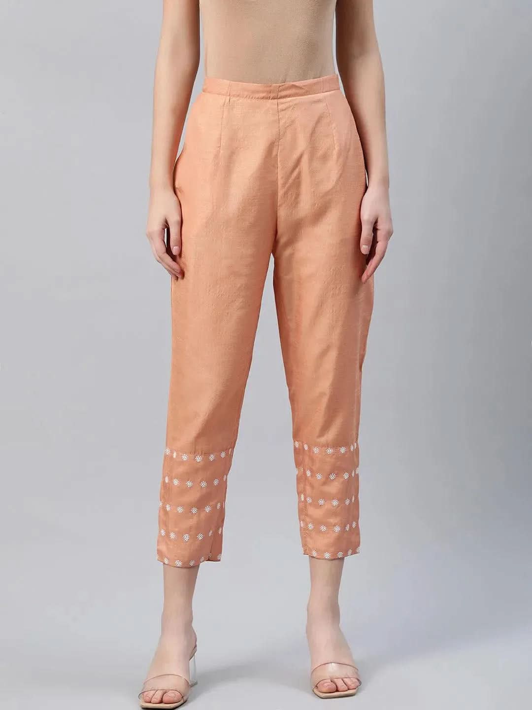 

Buy Orange Embroidered Silk Trousers - PL827O- | Libas Ethnic Wear Online